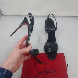 Christian Louboutin O Marylin Leather Black Strappy Heel Sandal